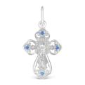 Крест из серебра с фианитами родированный - 2,6 см