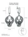 Серьги из чернёного серебра с натуральным чёрным ониксом - Птица Феникс