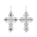Крест из серебра с фианитами родированный - 3,7 см