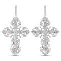 Крест из серебра с фианитами родированный, размер 3,8 см