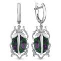 Серьги из родированного серебра с нат. циозитом
