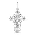 Крест из серебра с фианитами родированный - 3,1 см