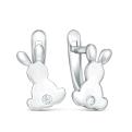 Серьги детские из серебра с фианитами родированные - Зайчики