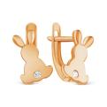 Серьги детские из золочёного серебра с фианитами - Зайцы