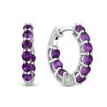 Серьги из серебра с нат. аметистом родированные