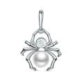 Подвеска из серебра с жемчугом Swarovski и фианитом родированная - Паук