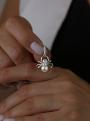 Подвеска из серебра с жемчугом Swarovski и фианитом родированная - Паук