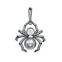 Подвеска из родированного серебра с жемчугом Swarovski и фианитом - Паук