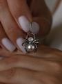 Подвеска из родированного серебра с жемчугом Swarovski и фианитом - Паук