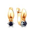 Серьги из золочёного серебра с сапфиром и родированием