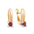 Серьги из золочёного серебра с нат.рубином