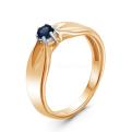 Кольцо из золочёного серебра с нат.сапфиром и родированием