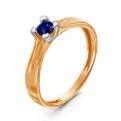 Кольцо из золочёного серебра с нат.сапфиром и родированием