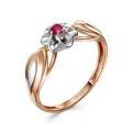 Кольцо из золочёного серебра с нат.рубином и родированием