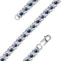 Цепь из серебра с синими фианитами родированная - Бисмарк
