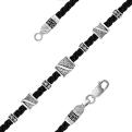 Браслет религиозный из чернёного серебра (на текстильном шнурке, с подвижными элементами)