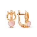 Серьги детские из золочёного серебра с розовым кварцем
