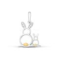 Подвеска из серебра с фианитами и золочением родированная - Зайчики