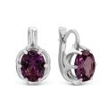 Серьги из серебра с синт.александритом родированные
