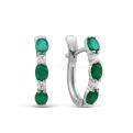 Серьги из серебра с нат. изумрудом и фианитами родированные