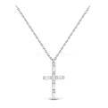 Колье крест из серебра с фианитами родированное