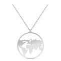 Колье на шею женское из серебра родированное планета Земля карта мира путешествие
