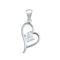 Подвеска из серебра с фианитом родированная - Сердце