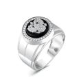 Печатка из серебра с ониксом и фианитами родированная