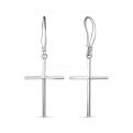 Серьги Кресты из серебра с фианитами родированные