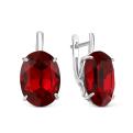 Серьги из серебра с кристаллами премиум австрия тёмно-красный родированные