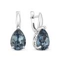 Серьги из серебра с кристаллами премиум Австрия цв. джинсовый родированные