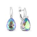 Серьги из серебра с кристаллами премиум австрия радуга родированные
