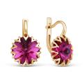Серьги из золочёного серебра с кристаллами Swarovski Фуксия