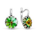 Серьги из серебра с кристаллами Swarovski Мистик зелёый родированные