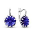 Серьги из серебра с кристаллами Swarovski Синий родированные