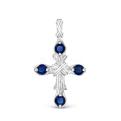 Подвеска-крест из серебра с фианитами родированная