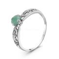 Кольцо из серебра с нат. изумрудом и фианитами родированное