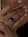 Кольцо из серебра с нат.чёрной шпинелью родированное