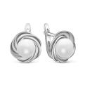 Серьги из серебра с пресновод.жемчугом родированные