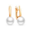 Серьги из золочёного серебра с имитированным белым жемчугом Swarovski