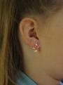 Серьги детские из золочёного серебра с эмалью и фианитами - Корги