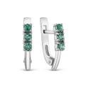 Серьги из серебра с нат.празиолитом родированные