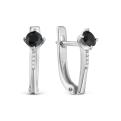 Серьги из серебра с нат. шпинелью и фианитами родированные