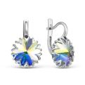 Серьги из серебра с кристаллами Swarovski Северное сияние родированные