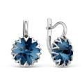 Серьги из серебра с кристаллами Swarovski Джинсовый родированные