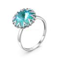 Кольцо из серебра с кристаллом Swarovski Лагуна родированное