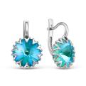 Серьги из серебра с кристаллами Swarovski Лагуна родированные