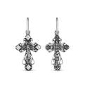Крест из чернёного серебра с фианитами - 2,6 см