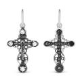 Крест из чернёного серебра с фианитами - 2,8 см