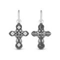 Крест из чернёного серебра с фианитами - 2,6 см